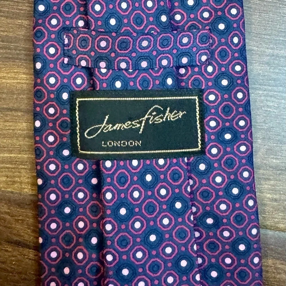 JAMES FISHER London Classic Purple Silk Polka Dot Tie